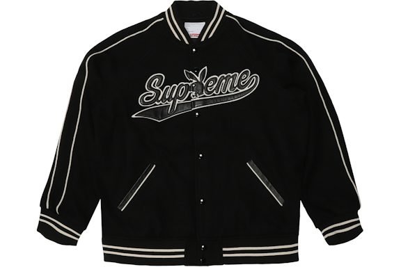 Supreme Playboy Wool Varsity Jacket Black